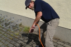 Martin geht dem Unkraut mit gehöriger Flamme an die Pelle…